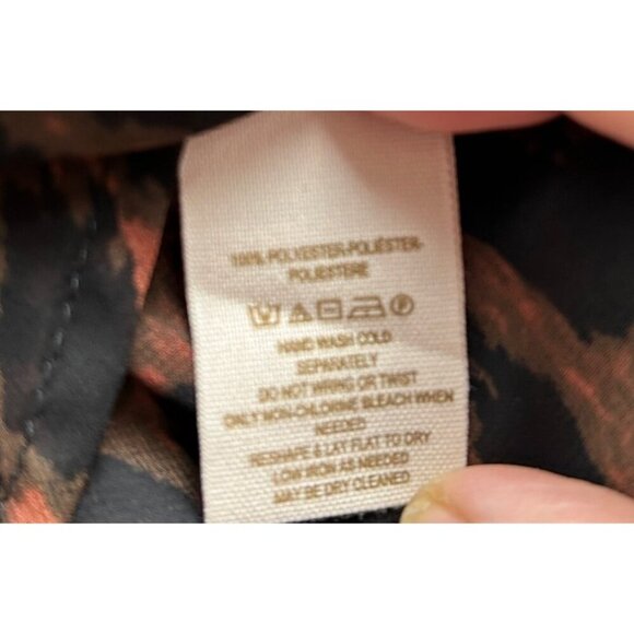 FREE PEOPLE Sheer Leopard Animal Print Button-Up High-Low Long Sleeve Blouse L - Picture 8 of 8